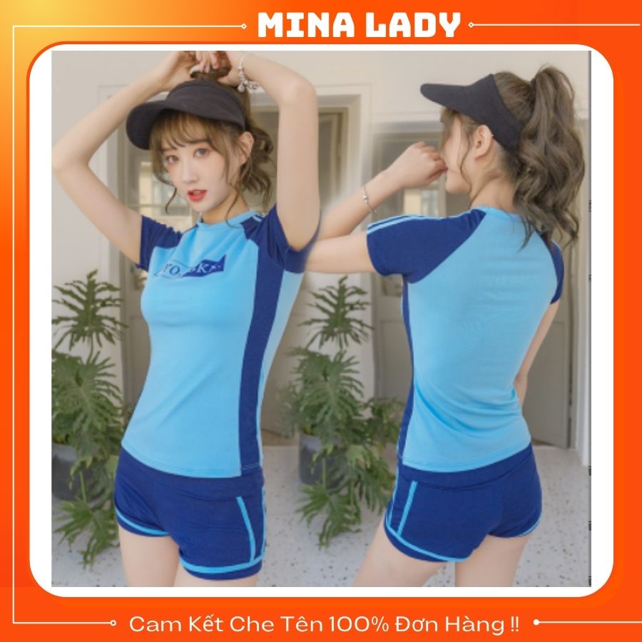Bộ Đồ Bơi Nữ Ngắn Tay Gồm Áo Bơi Kín Đáo Và Quần Bơi Nữ Đẹp Mắt Trẻ Trung Cuốn Hút Giá Rẻ -Hàng Quảng Châu Loại 1
