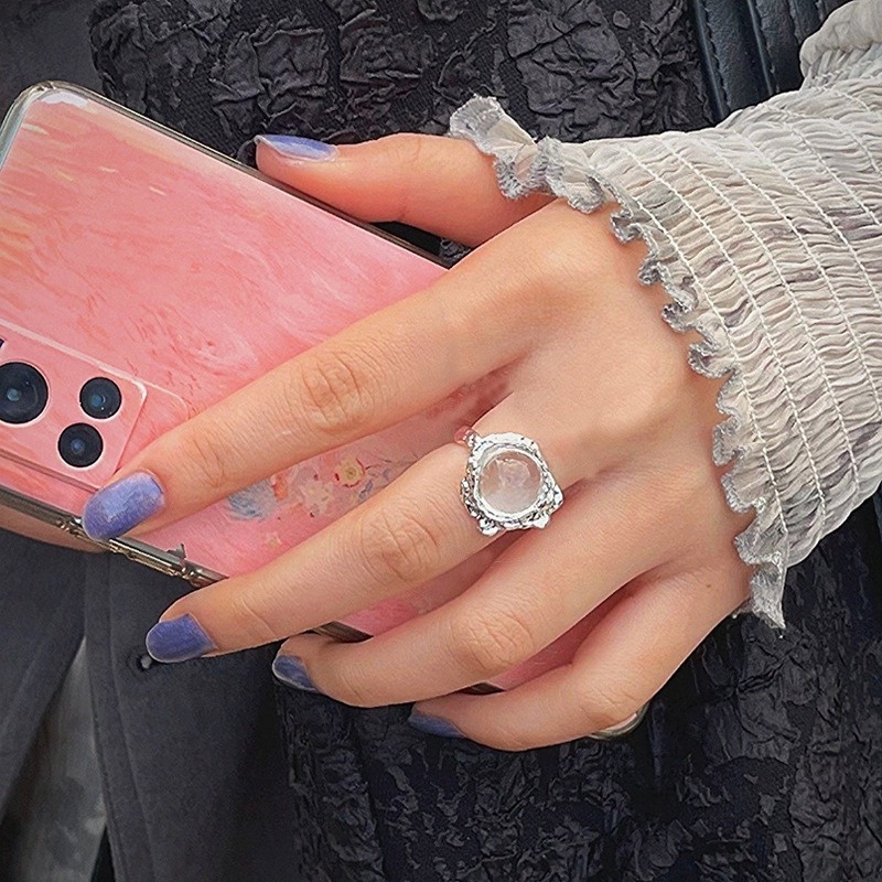 Nhẫn MặT Opal ĐíNh Kim Cương Giả ThờI Trang Cho Nữ