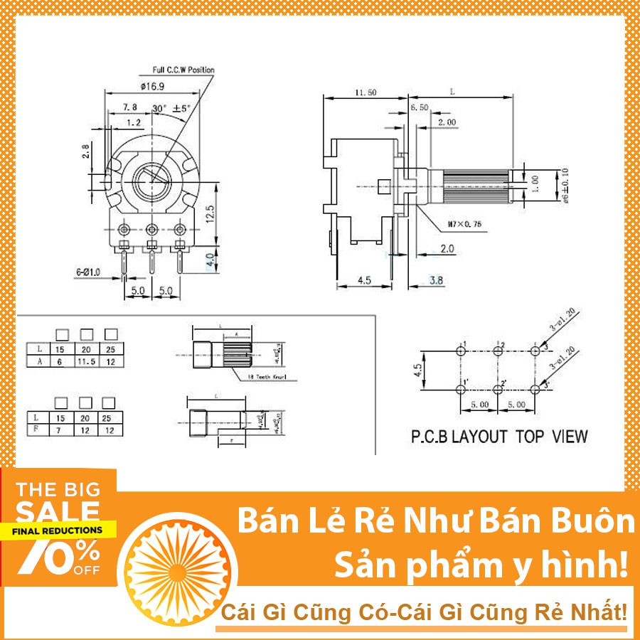 Triết áp đôi 100K ( Biến Trở Kép 100K )