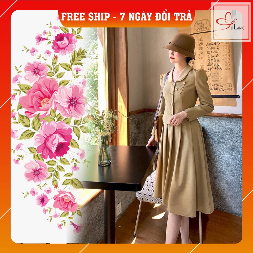 💝HÀNG THIẾT KẾ💝 Set Trang Phục Thu Đông (kèm ảnh thật trải sàn shop tự chụp) Váy Cổ Vest, Chất Kích Hàn, Mã CCV673