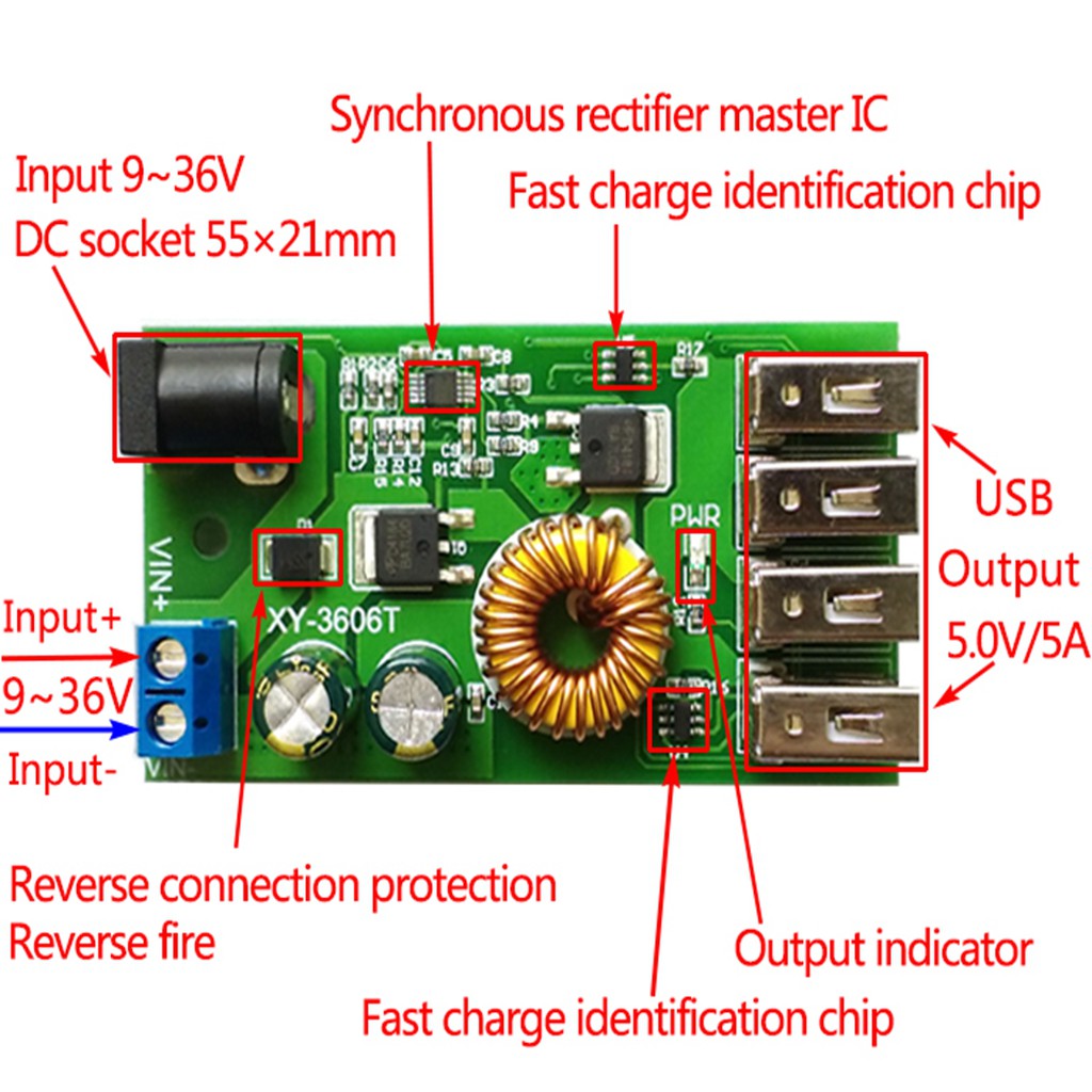 Mô-Đun Cung Cấp Nguồn Điện 24V / 12V Sang 5V 5A Lm2596S