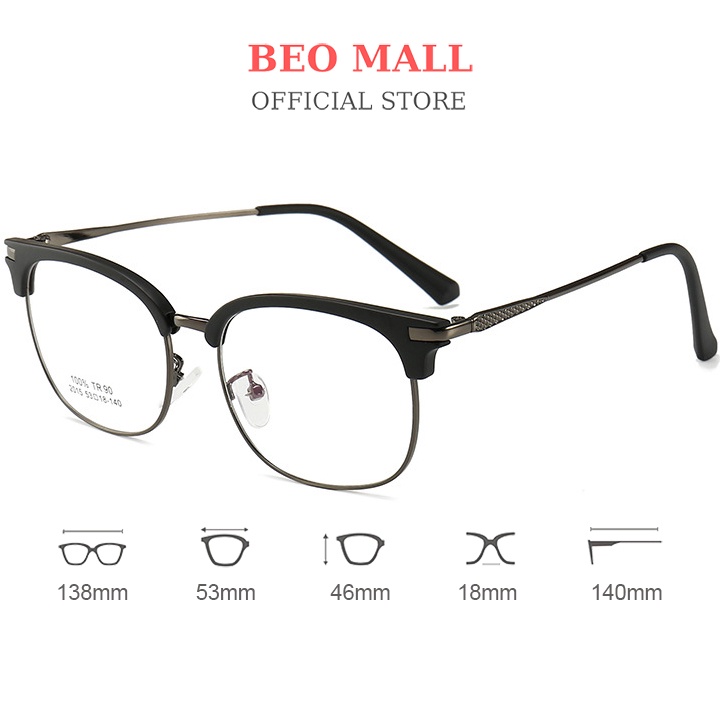 Gọng kính cận kim loại BEOMALL thiết kế sang trọng kích thước nhỏ gọn dễ đeo phong cách giới trẻ 2015