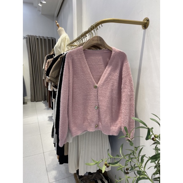 Cardigan len lông cúc đồng