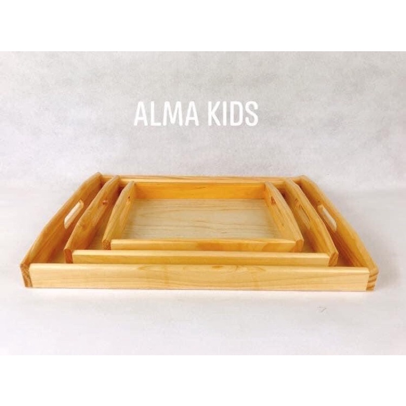 Khay Gỗ Montessori - Khay Đựng Đồ - Thực Hành Cuộc Sống
