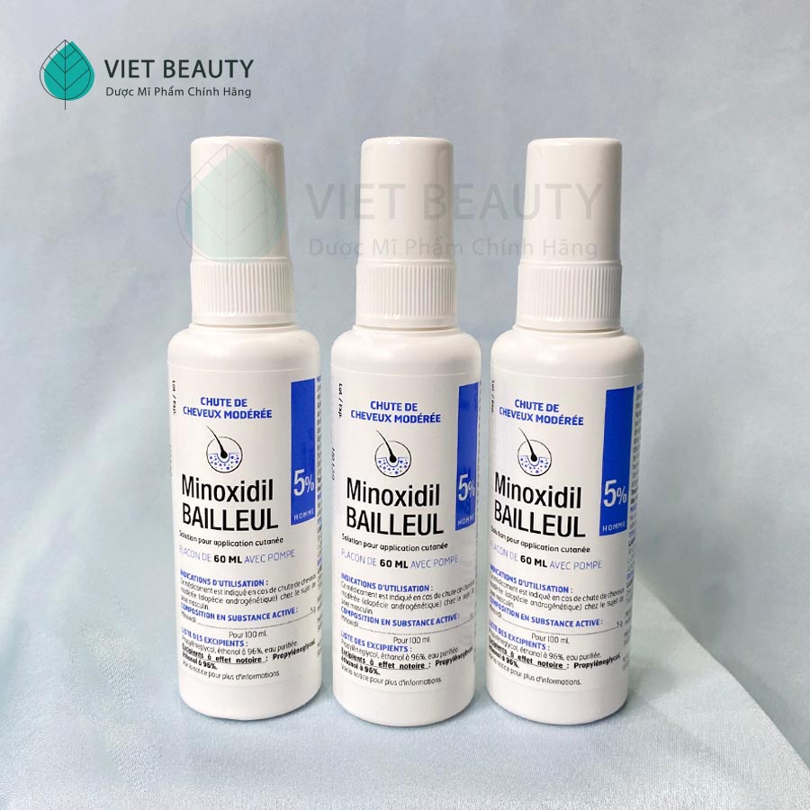Xịt mọc tóc Minoxidil Bailleul 2%, 5%- DATE 2025- NHẬP KHẨU PHÁP - NGĂN RỤNG TÓC, KÍCH THÍCH MỌC TÓC 1 lọ lẻ 60ml