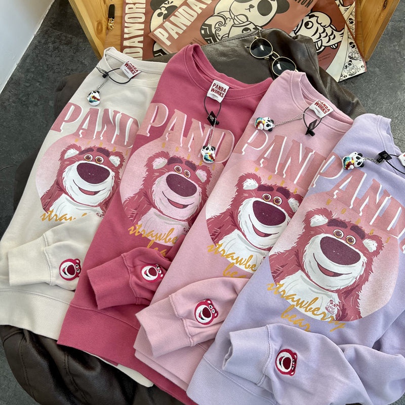 Áo sweater Cổ Tròn Dáng Rộng In Họa Tiết Dâu Tây Phong Cách Hàn Quốc Thời Trang Thu Đông Mới