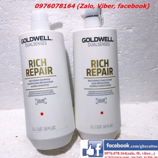 Cặp gội xả goldwell phục hồi tóc hư tổn rich repair 1000ml x2