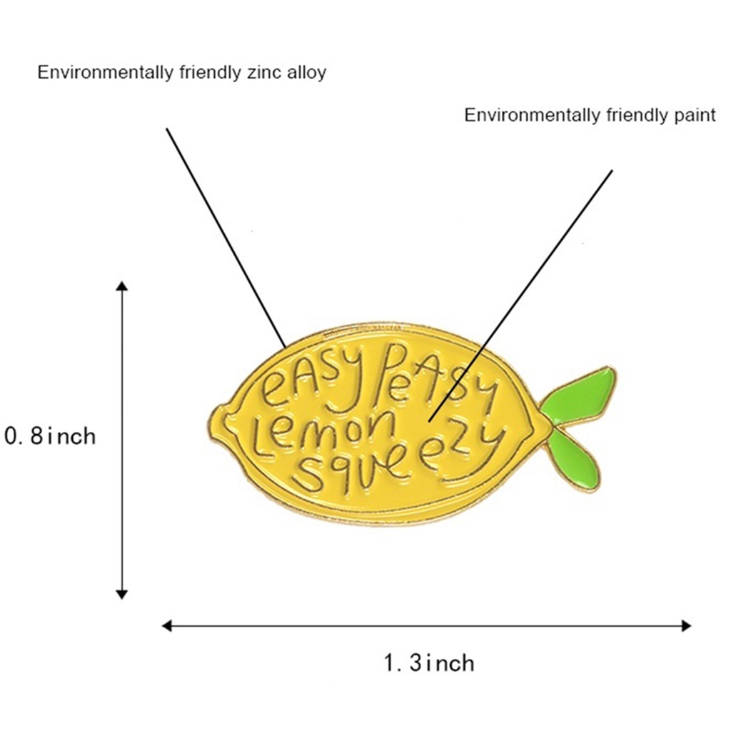 YOML✔Cartoon Lemon Enamel Letters Brooch Pin Unisex Denim Backpack Decor Party Badge