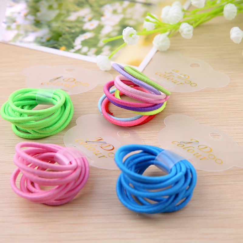 Set 10 dây buộc tóc cao su co giãn nhiều màu sắc thời trang dễ thương cho bé gái
