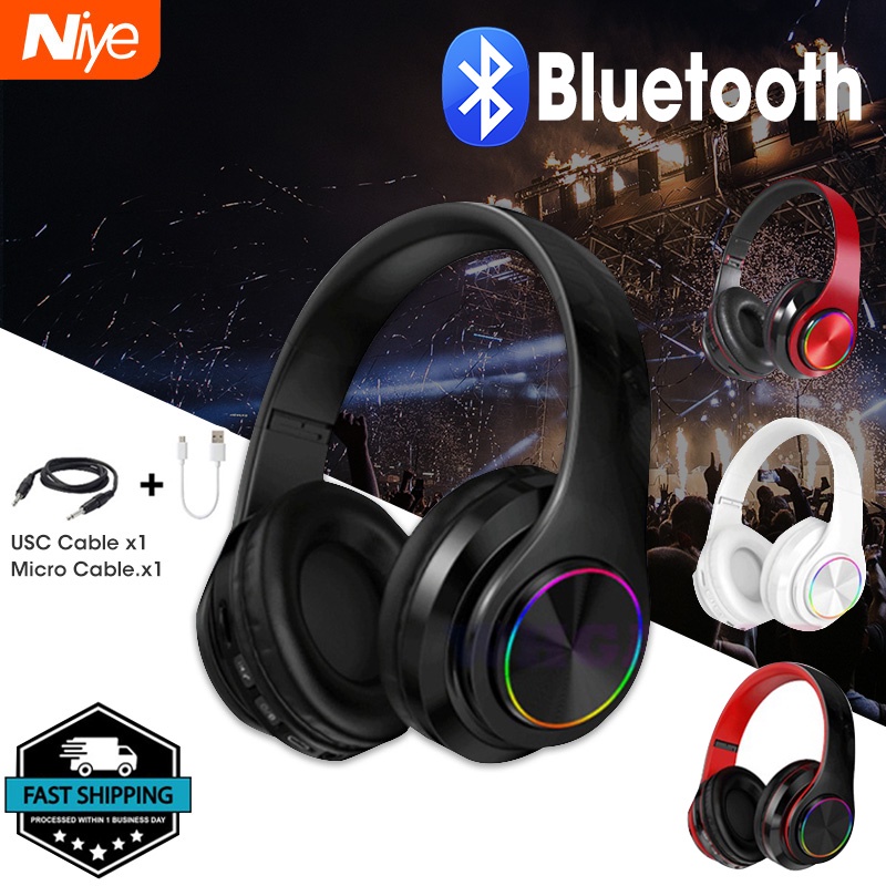 Tai Nghe Bluetooth 5.0 Không Dây B39 Có Đèn LED Nhiều Màu