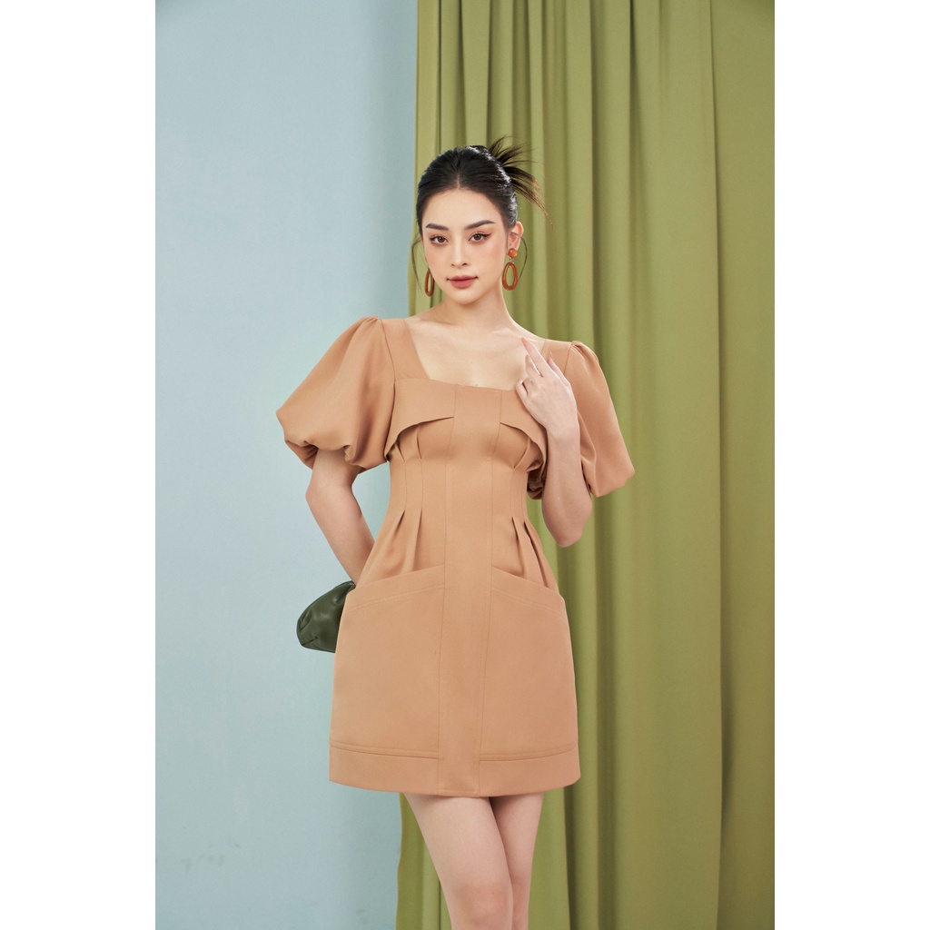 MOLLYNISTA - Đầm Alder xếp ly eo 2 túi chéo tiểu thư quyến rũ nữ tính thiết kế cao cấp đi chơi đi tiệc