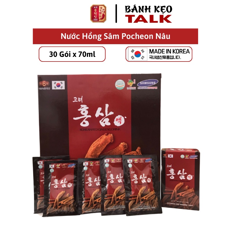 Nước Hồng Sâm Pocheon Nâu 6 Năm Tuổi Hàn Quốc, Hộp 30 gói x 70ml Date 2024 (Hàng Chính Hãng)