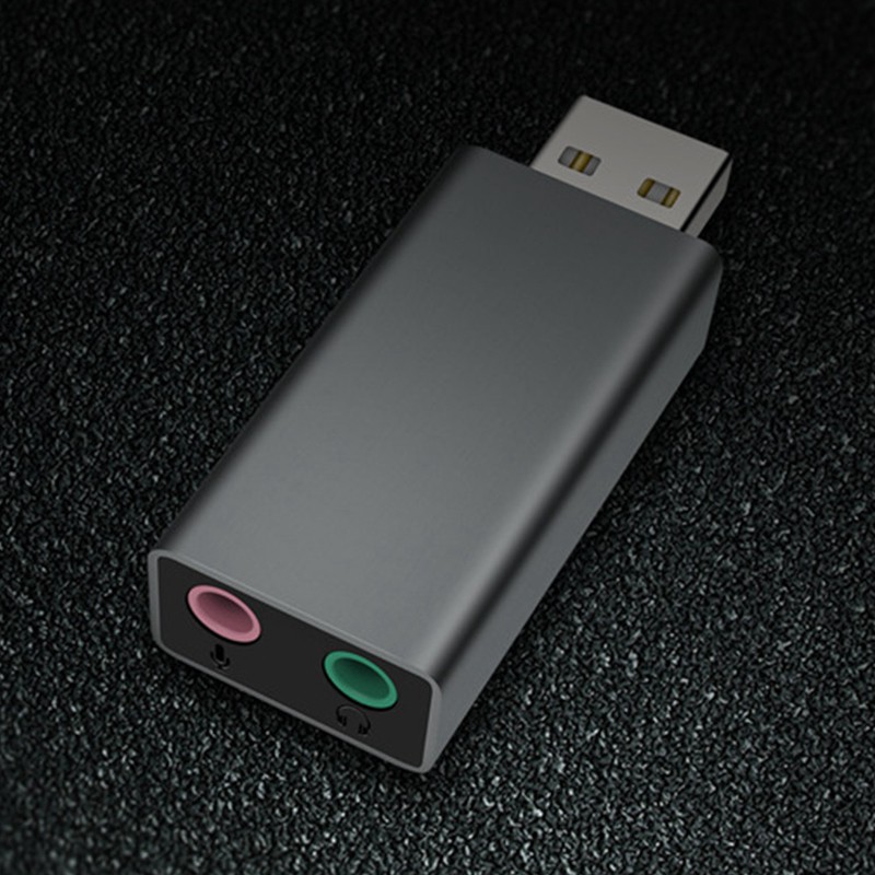 VEGGIEG Aluminum USB External Sound Card Adapter Drive-Free Stereo Audio 3.5mm Interface Card for PC Laptop Desktop