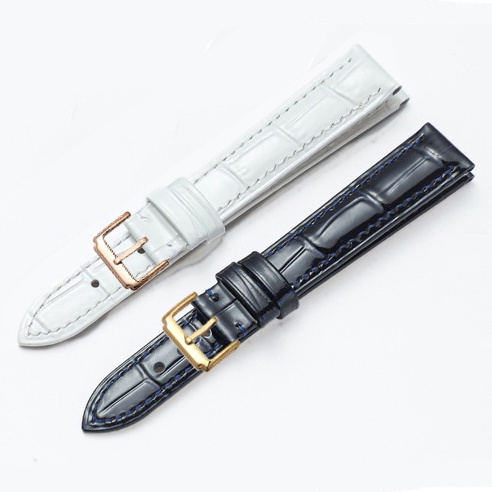 [Hàng nhập Xịn] Dây đồng hồ da bò 2 mặt lớp đầu tiên chống thấm nước BO-28 size 12 14 16 18 20 22mm (Xanh/Trắng)