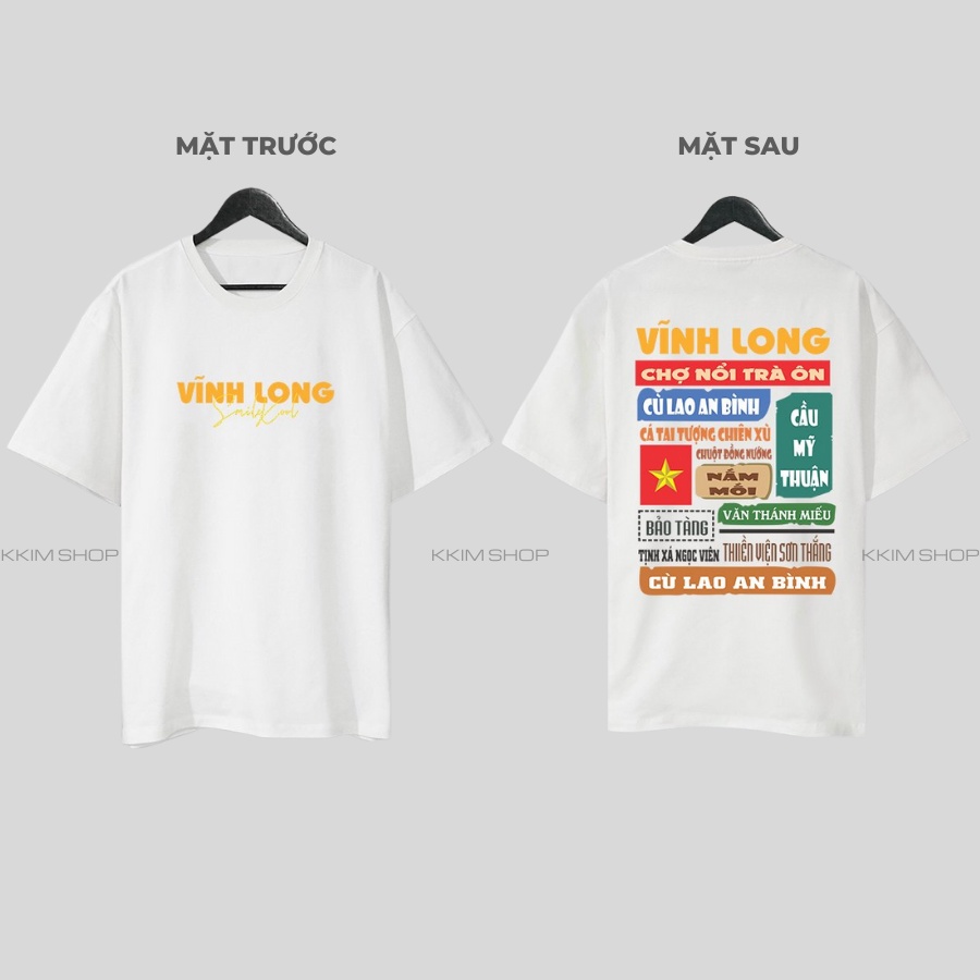 Áo thun tay lỡ VĨNH LONG, Áo phông 63 tỉnh thành Form rộng oversize, chất liệu Cotton KKIMSHOP