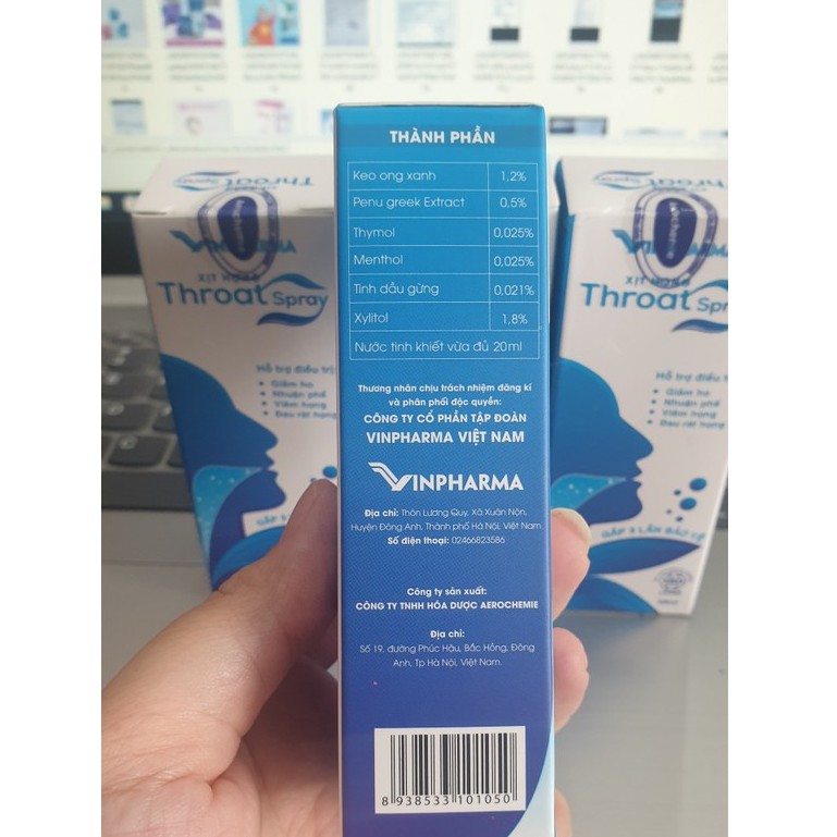 Xịt Họng Keo Ong Xanh Throat Spray Hỗ Trợ Điều Trị Giảm Ho,Nhuận Phế,Viêm Họng,Đau Rát Họng