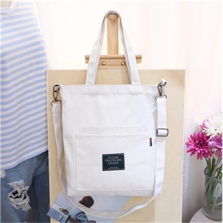 Túi tote canvas living traveling share-trắng