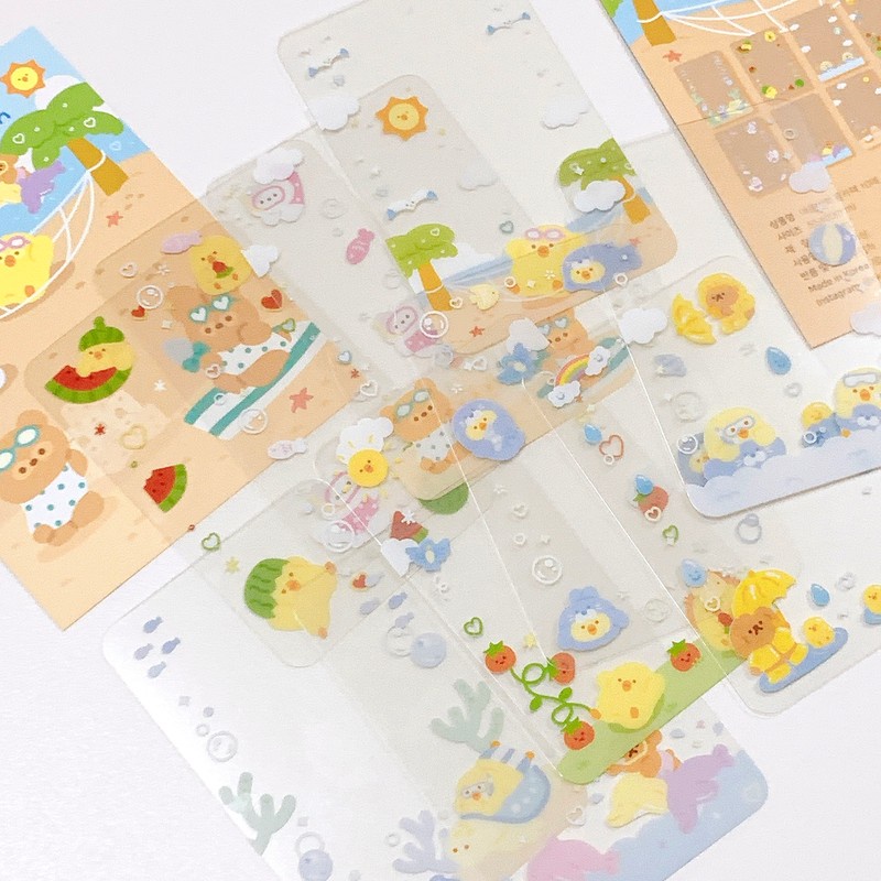 Frame OKIKI Phone Screen & Summer - Pack 10c Ảnh Trong Suốt Trang Trí Photocard Bo Góc Dễ Thương