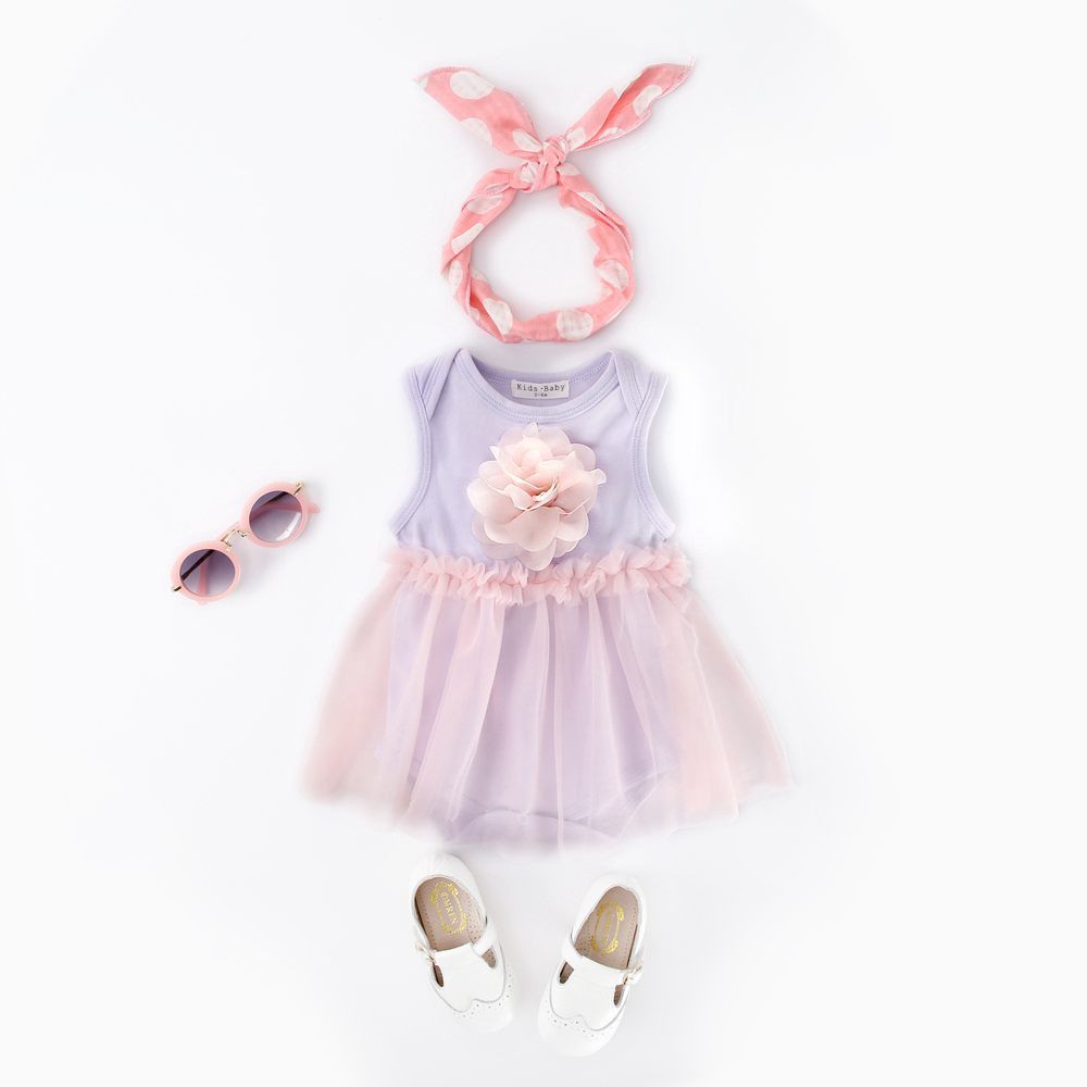 Áo Liền Quần Sanlutoz Không Tay Màu Tím Mùa Hè Cho Bé Gái