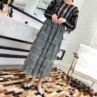 Chân váy xếp li dáng dài