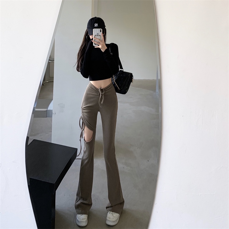 Quần ống loe cạp cao legging dáng dài thời trang Becky
