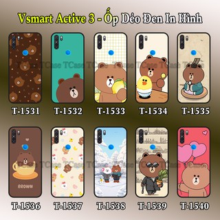 Ốp lưng Vsmart Active 3 dẻo đen in hình BST Gấu Nâu Cute