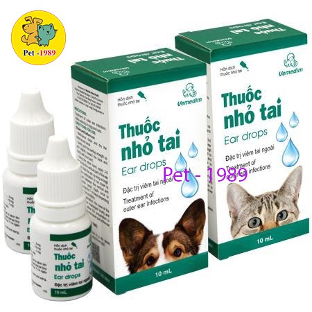 Nhỏ tai Vimedim,viêm tai ngoài cho chó mèo CHAI 10ML