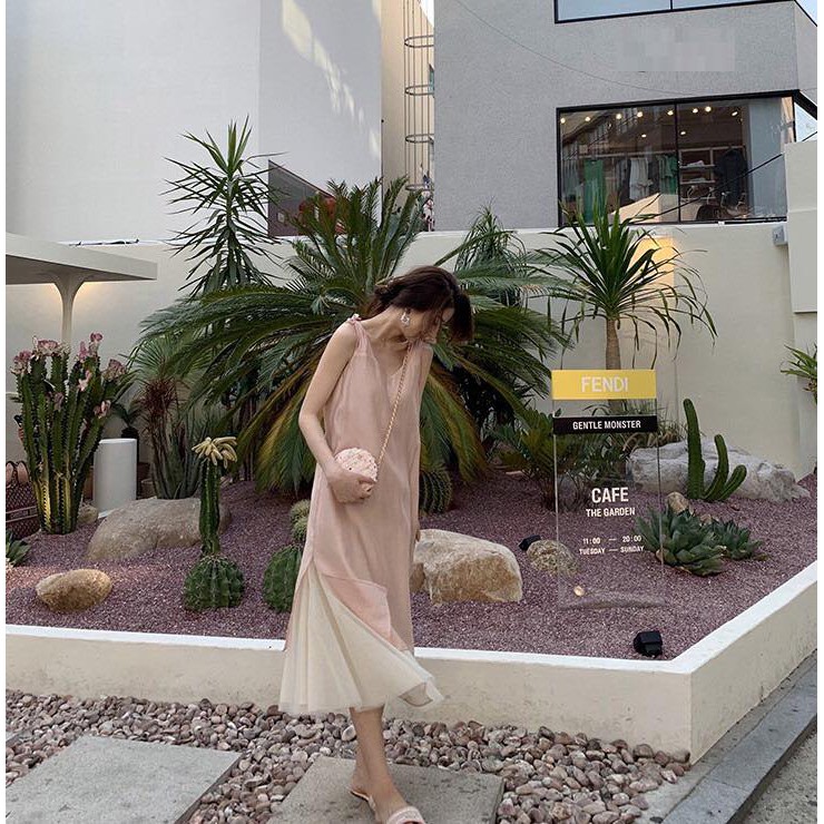 Spaki Dress - Đầm kim tuyến vải tơ - Kem/Xám/Hồng