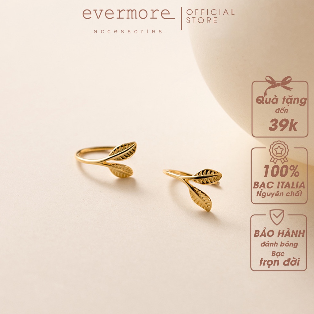 Bông tai bạc EVERMORE, khuyên tai chiếc lá bạc ý 925, phong cách thanh lịch, minimalism - H030