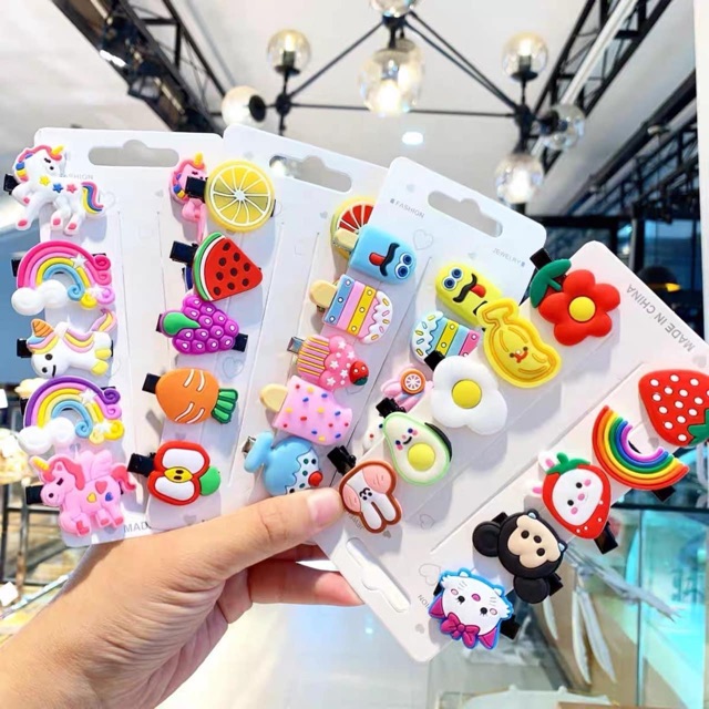 Vỉ 10 kẹp tóc cute nhiều hình cho bé yêu STYLE HÀN QUỐC