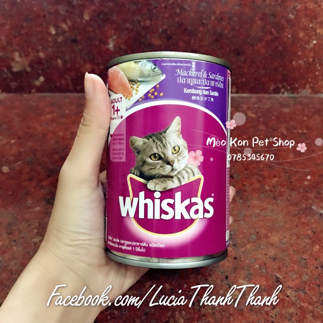 [Freeship trên 150k]Thức ăn mèo Pate Whiskas lon cá biển 400gram