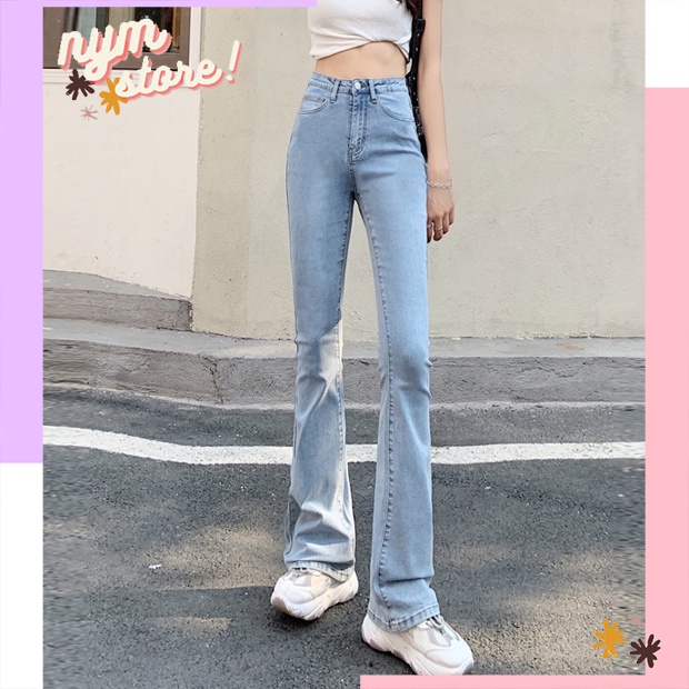 Quần jean nữ ống loe vải co dãn lưng cao dáng ôm skinny - quần bò nữ loe nhẹ (J32)