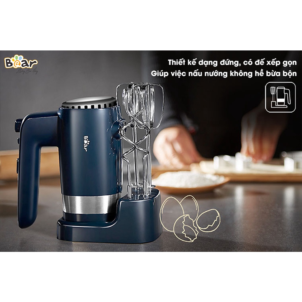 Máy đánh trứng cầm tay Bear HM-B01V1 (DDQ-B02L1) công suất 300W, 10 tốc độ đánh, bảo hành 18 tháng bản quốc tế