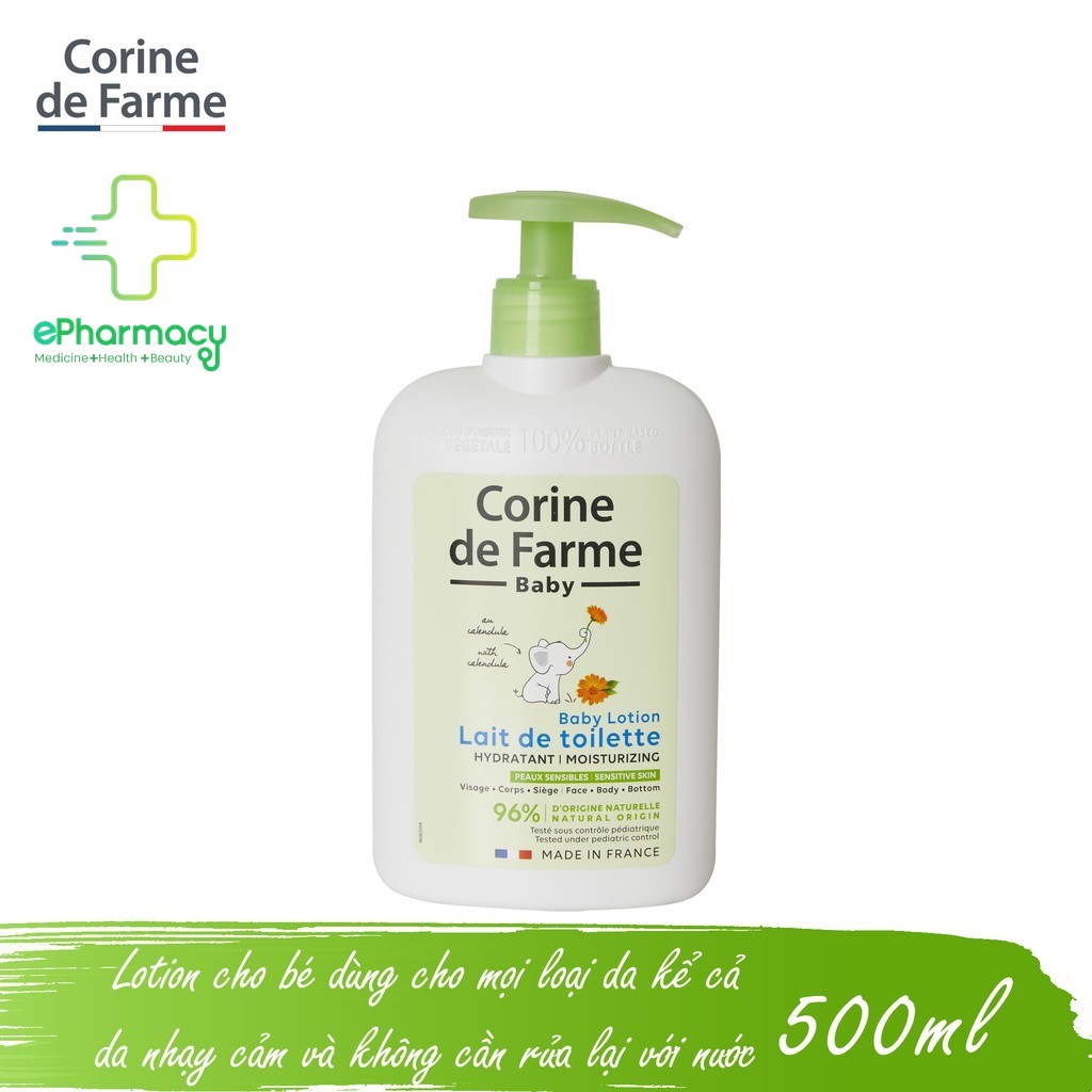 Lotion cho bé CORINE DE FARME BABY LOTION làm sạch và dưỡng ẩm an toàn cho bé yêu - 500ml