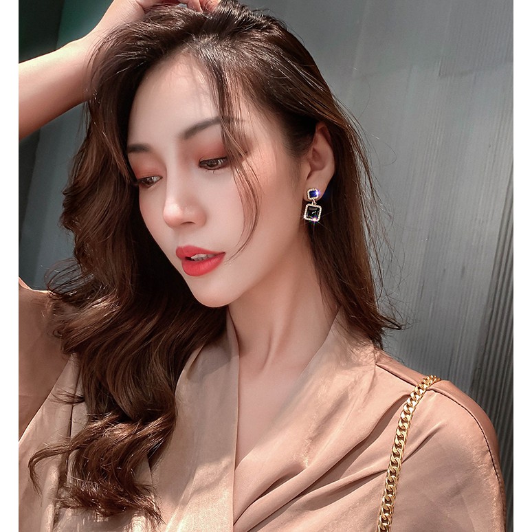 Bông tai đính đá họa tiết hình vuông sang trọng BT103