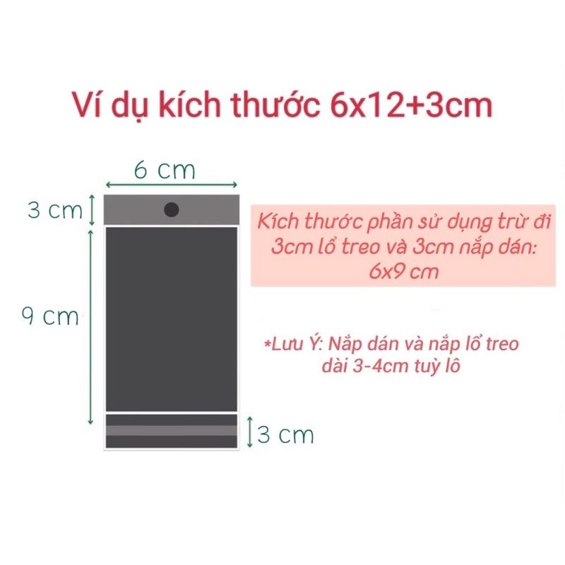 500g Túi opp có keo dán miệng có móc treo (Size 6/7/8/9/10)