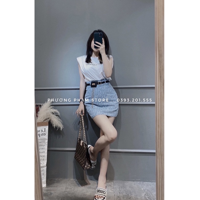 Chân váy hoa tiết chữ kèm đai | BigBuy360 - bigbuy360.vn