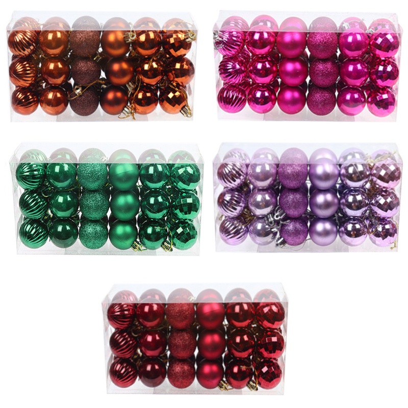 Set 36 quả cầu 4cm nhiều màu sắc chống vỡ trang trí cây thông giáng sinh
