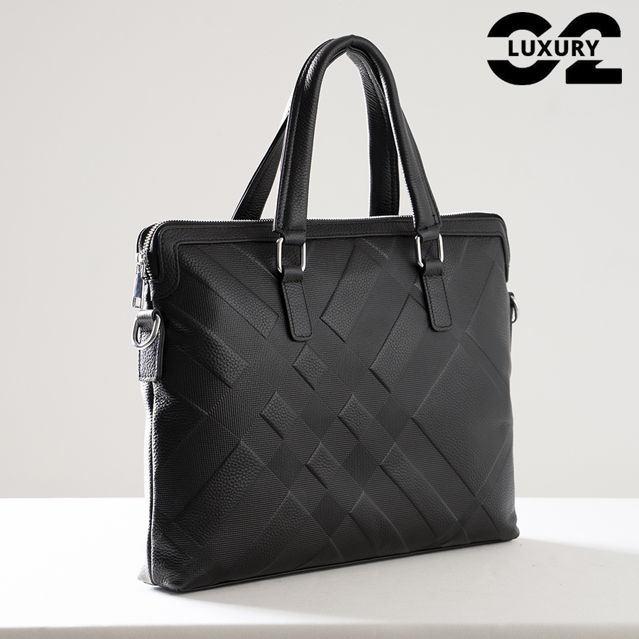 Túi xách nam Luxury túi nam da bò phối 2 Sọc dọc SIÊU ĐẸP chất da thật cao cấp hàng hiệu S2 mã K991CBM-D Màu đen