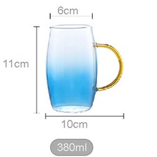 Bộ bình 6 cốc thuỷ tinh ánh trai chịu nhiệt borosilicate | bộ cốc bình thuỷ tinh 7 màu pha lê đại dương