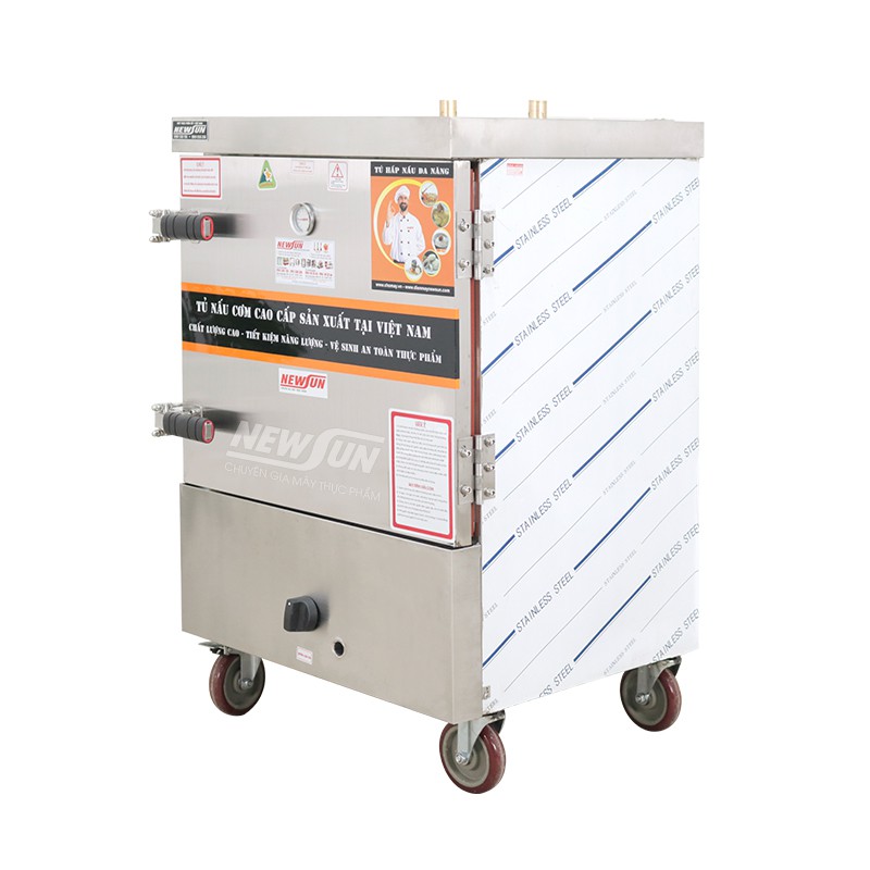 Tủ nấu cơm 30 kg gạo/mẻ bằng gas 6 khay  NEWSUN - Bảo hành 12 tháng