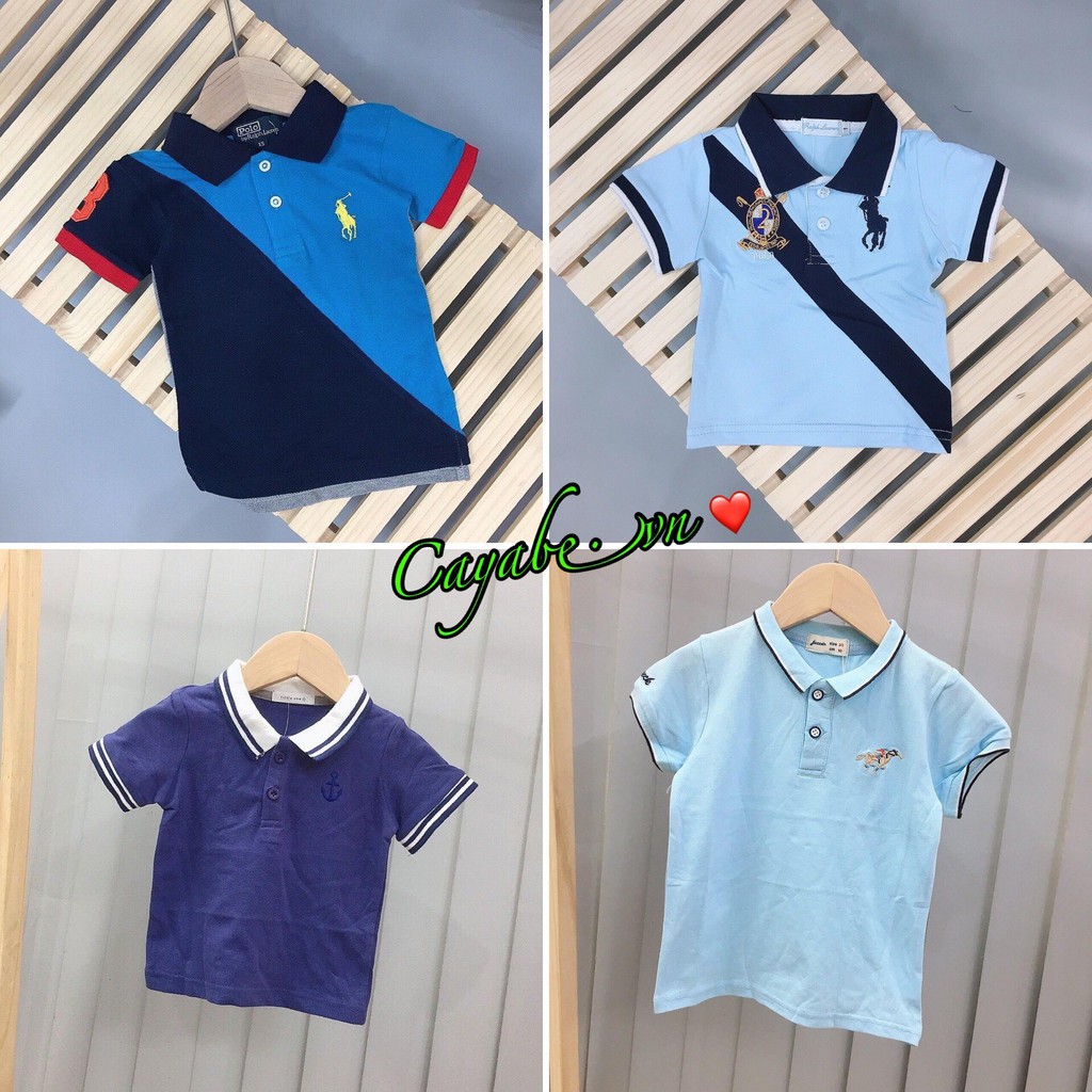ÁO THUN POLO CHO BÉ TRAI CAYABE JS LUCK MÀU XANH NHẠT (QUẦN ÁO TRẺ EM)