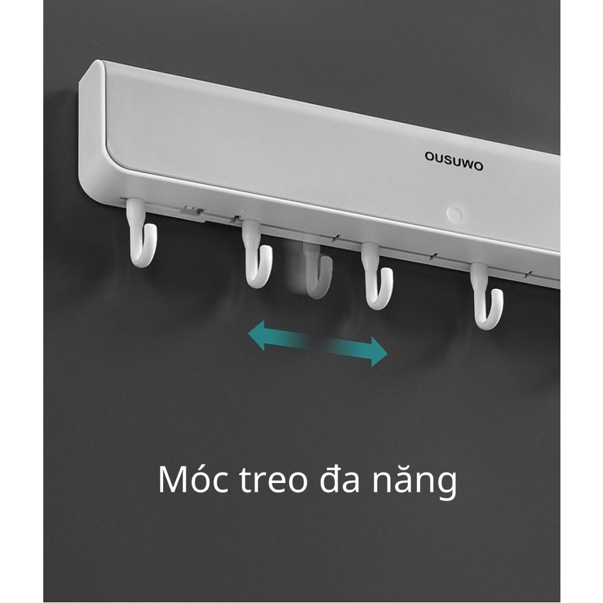 Kệ Đựng Đồ Gia Vị Kèm 6 Móc, Giá Treo Đồ Nhà Tắm Nhà Bếp Đa Năng Dán Tường