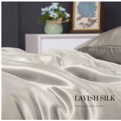 Trọn Bộ Chăn Ga Gối Phi Lụa Lavish Silk Cao Cấp Mát Lạnh Hàng Loại 1 Không Nối Vải -Bạc Kim
