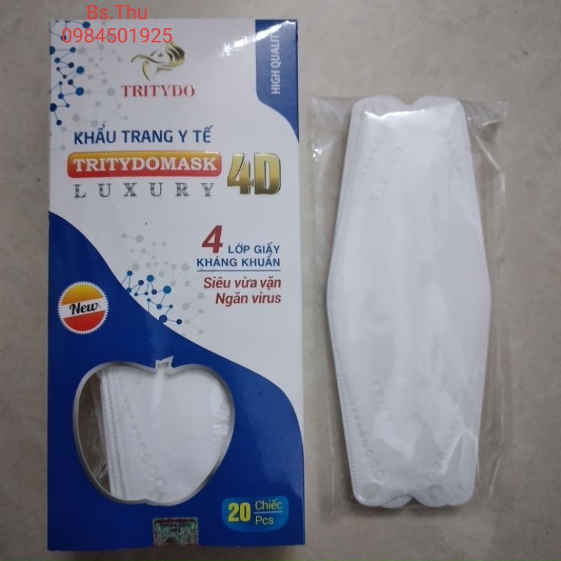 Khẩu trang y tế 4D Tritydo Tritydomask Luxury 4 lớp giấy kháng khuẩn siêu vừa vặn, ngăn virus