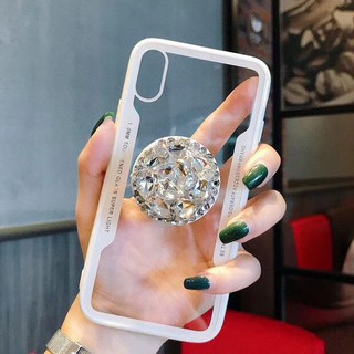 ỐP KÍNH KÈM POPSOCKET ĐÁ HOA SANG CHẢNH - CHO IPHONE