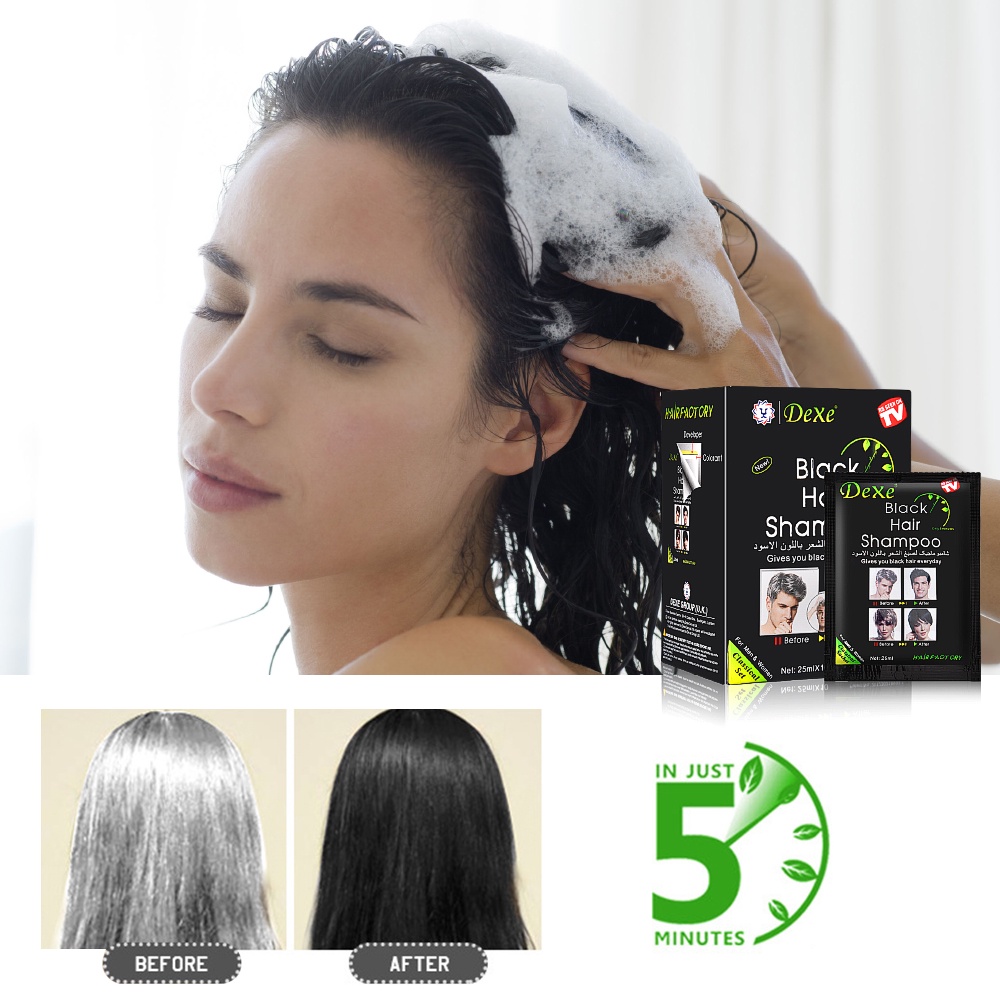 Set 10 Dầu Gội Agdoad Dexe Thảo Dược Nhuộm Tóc Đen Tức Thì 5 Phút Màu Xám Trắng Đen