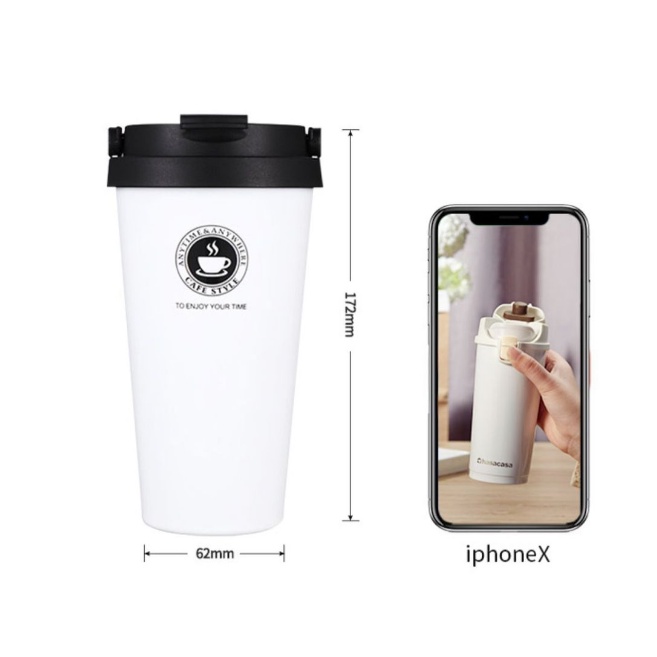 Rare department store，Bình giữ nhiệt nắp bật cao cấp，Ly Giữ Nhiệt Chống Tràn Kèm Quai Xách 500ml Inox 304