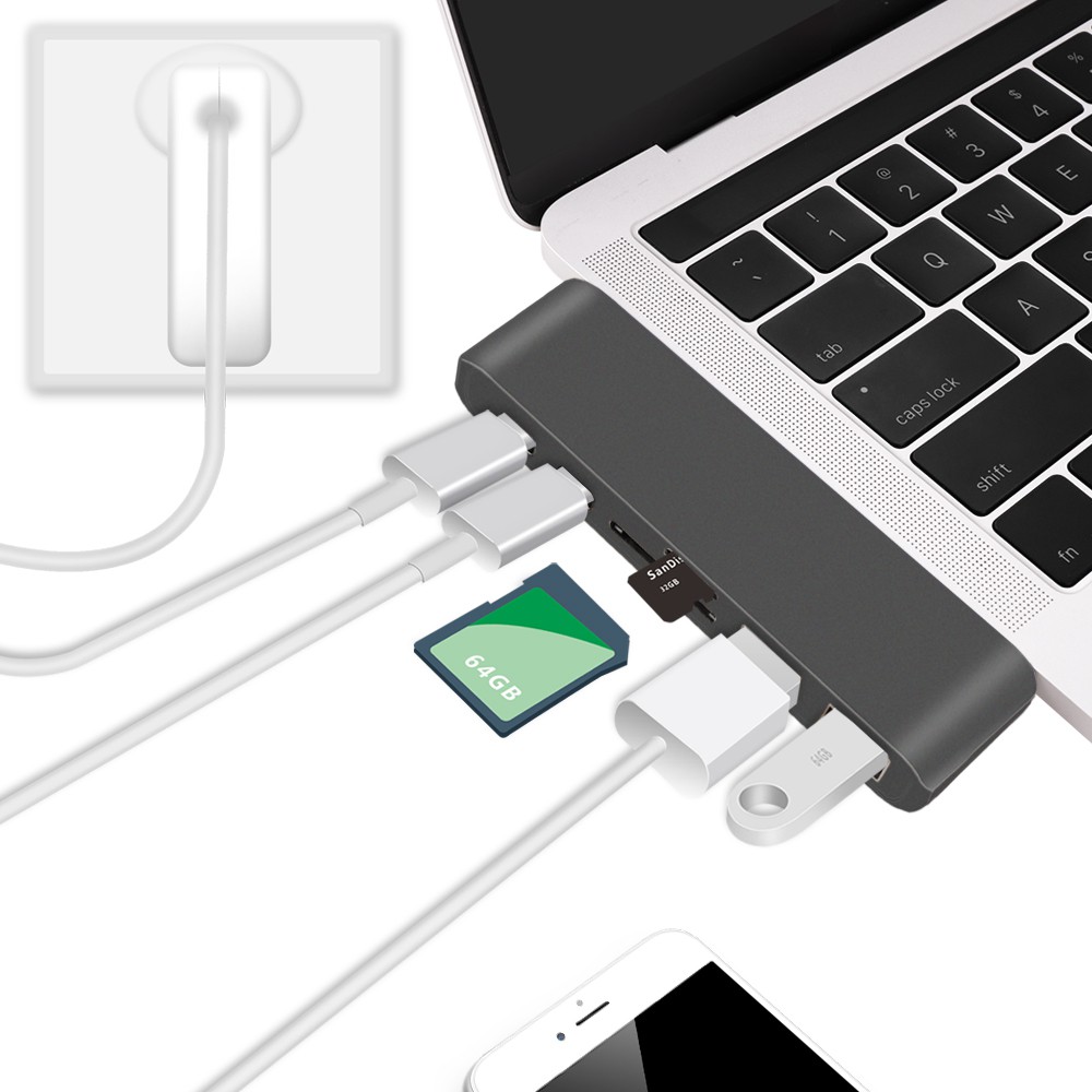 USB C Hub 2 USB 3.0 Port Micro SD Type-C Adapter Charging&Reader For Macbook Pro 13 15 16 Mac Air 13.3 A1932 A2159 A2141