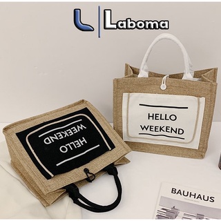 Túi cói tote hello weekend đi du lịch đi biển dùng hàng ngày phong cách Hàn Quốc TC008